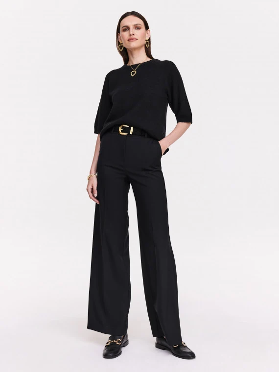 Black high-waisted suit pants