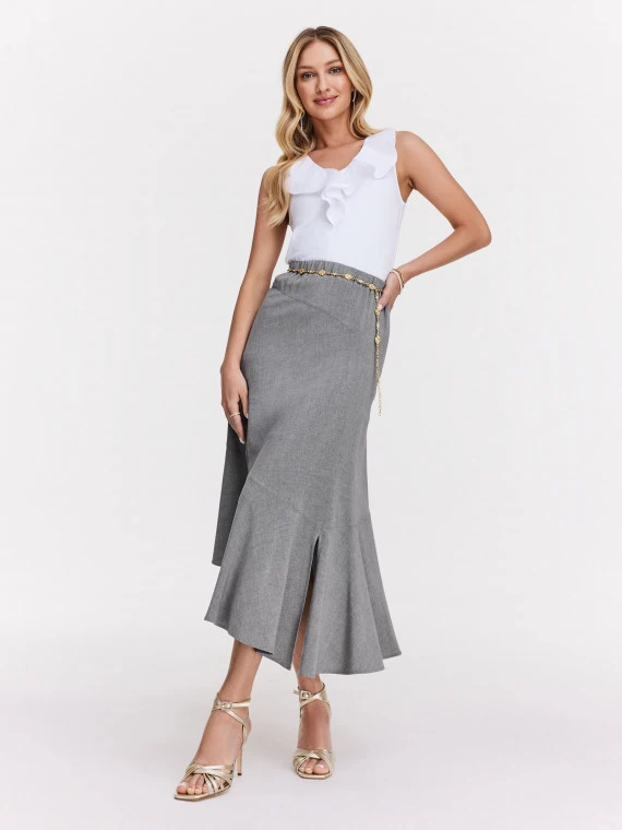 Grey asymmetrical high-waisted skirt