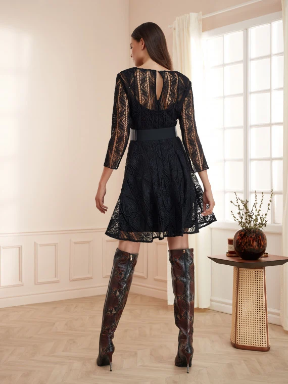 FLARED DRESS WITH LACE