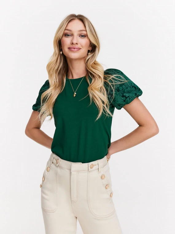 Emerald blouse with devore effect