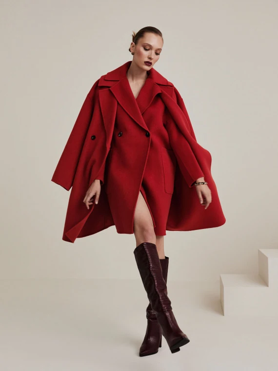 Wool red double face coat