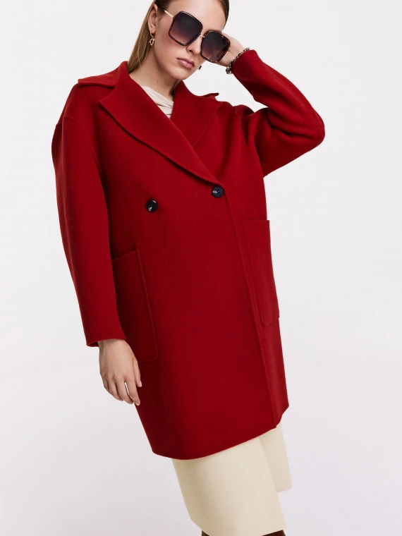 Wool red double face coat