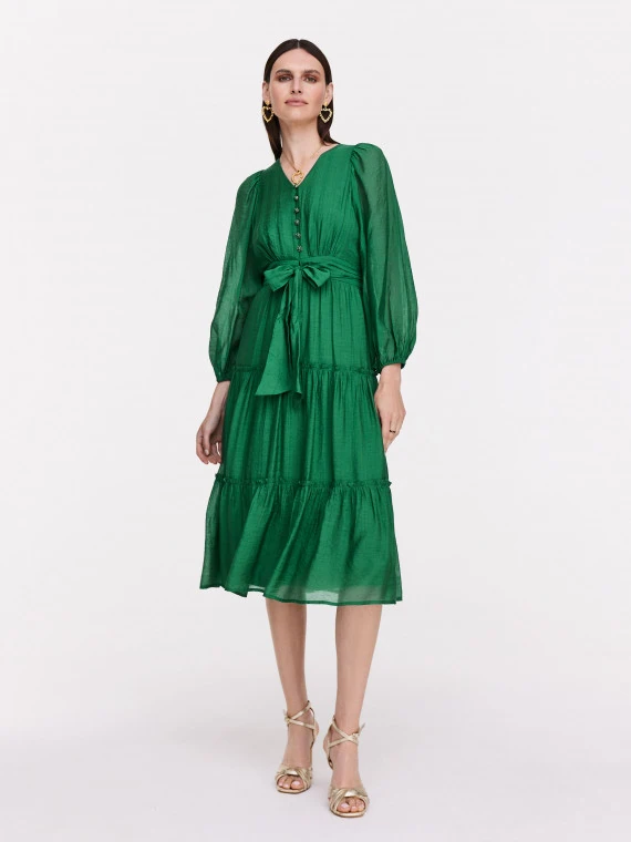 Green rayon midi dress