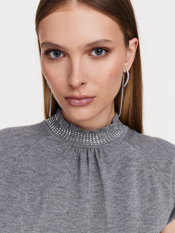 Gray sweater with half turtleneck