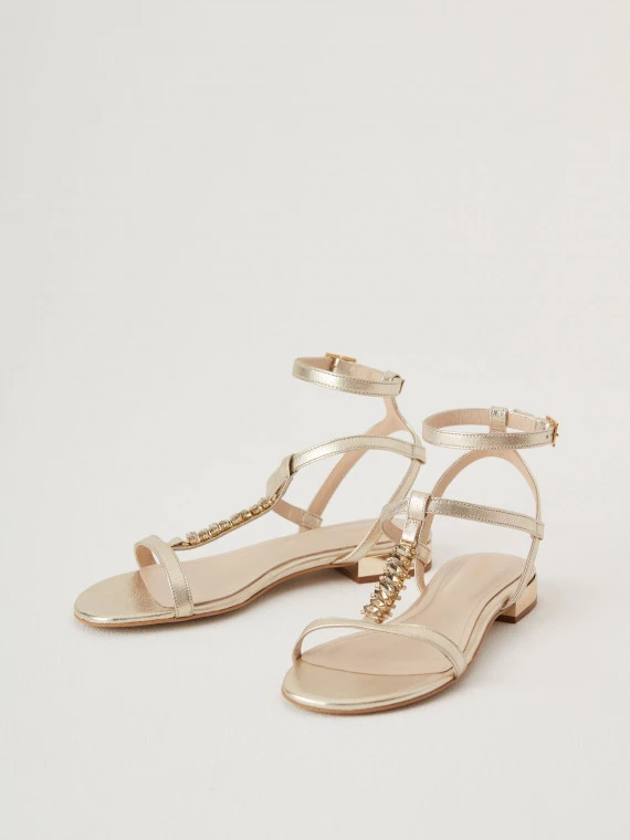 Gold sandals with crystals