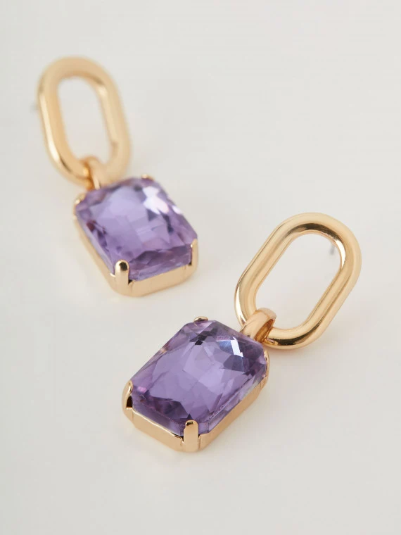 Earrings with purple crystals