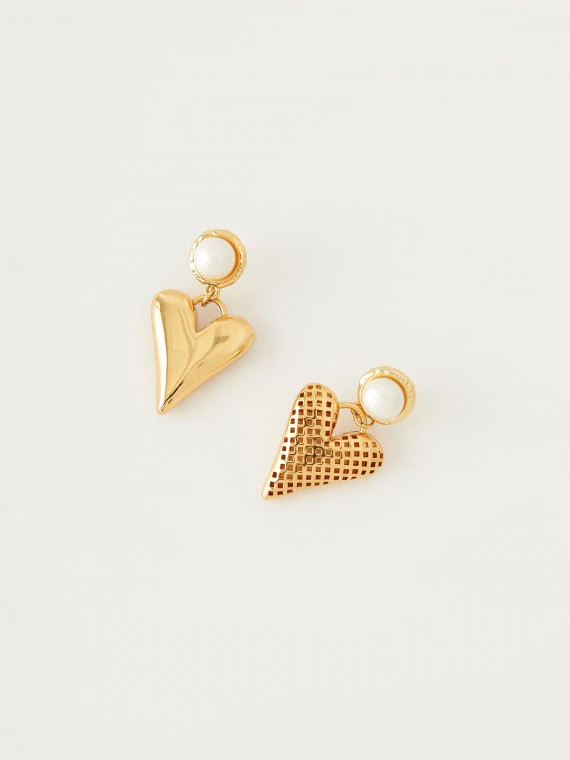 Heart earrings with pearls
