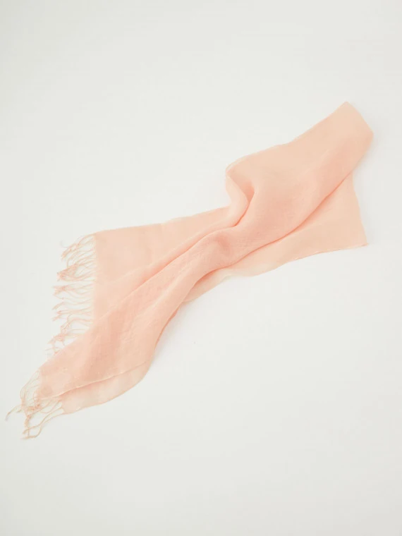 Powder pink linen shawl with tassels