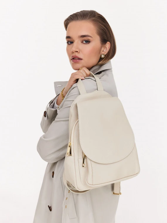 Cream natural leather backpack