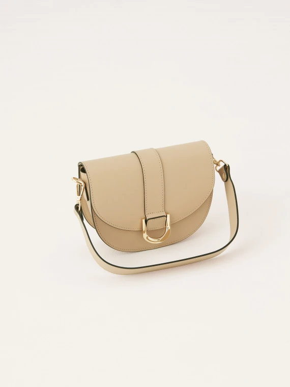 Leather beige handbag postbag