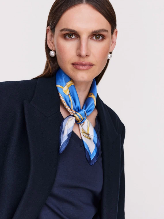 Silk scarf with blue details