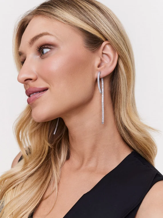 Long glittering earrings