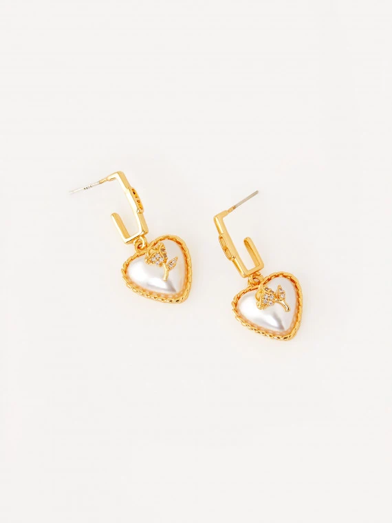 Gold-plated heart-shaped earrings