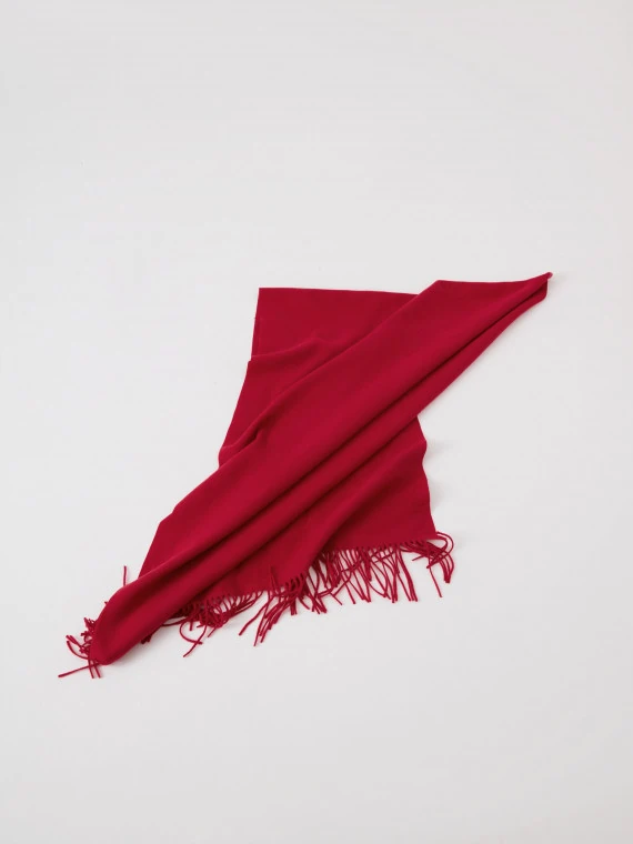 Maroon viscose fringed scarf