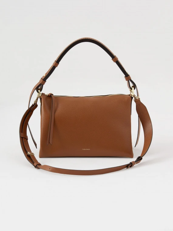 Brown natural leather handbag