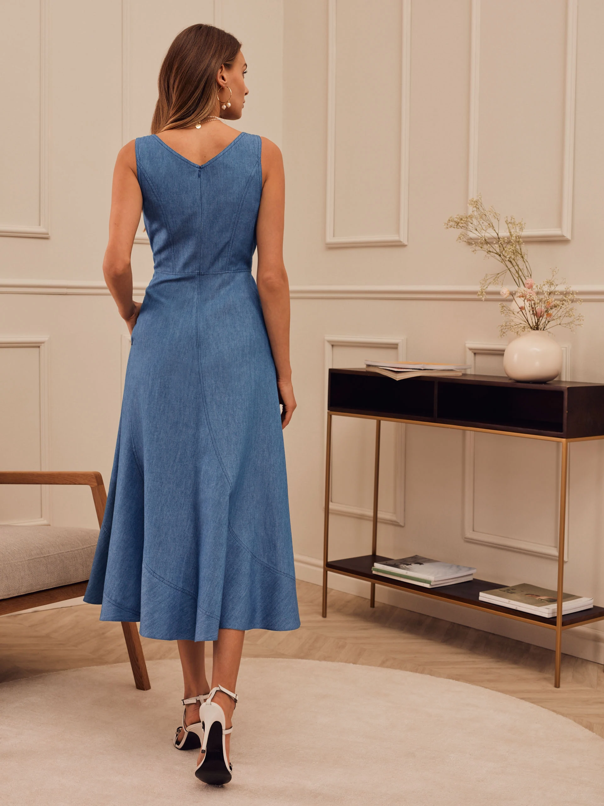 DENIM FLARED DRESS