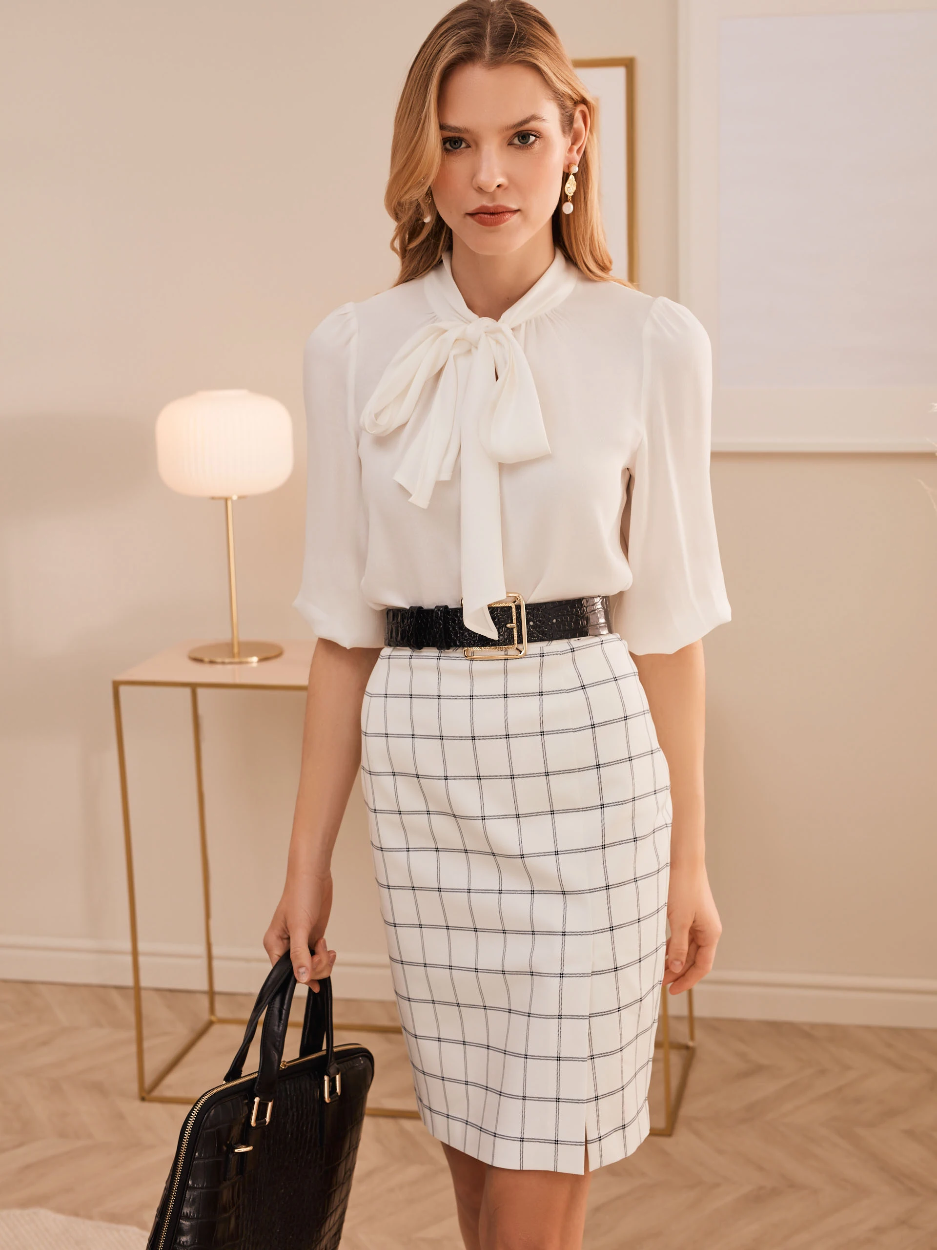 WHITE PENCIL SKIRT