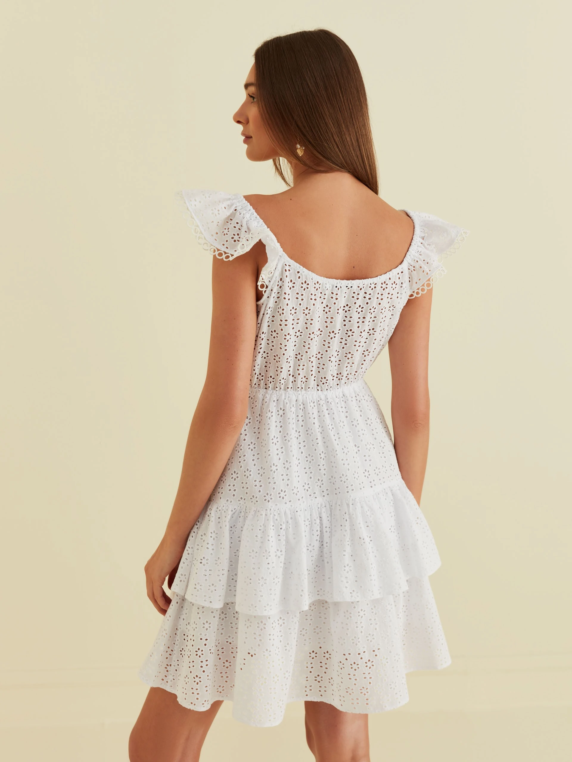 OPENWORK DRESS WITH FRILLS