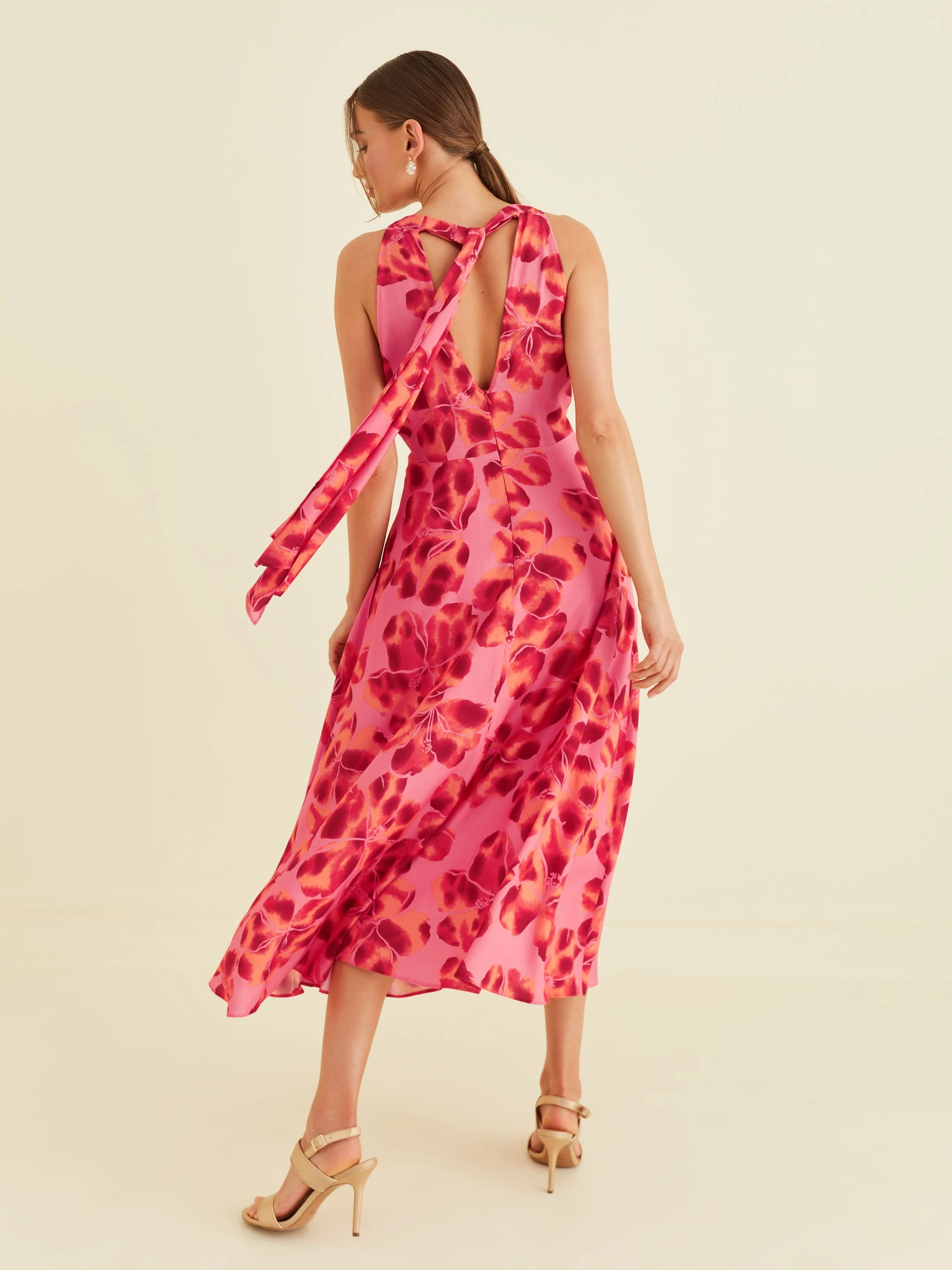 FLORAL DRESS WITH BACK TIE