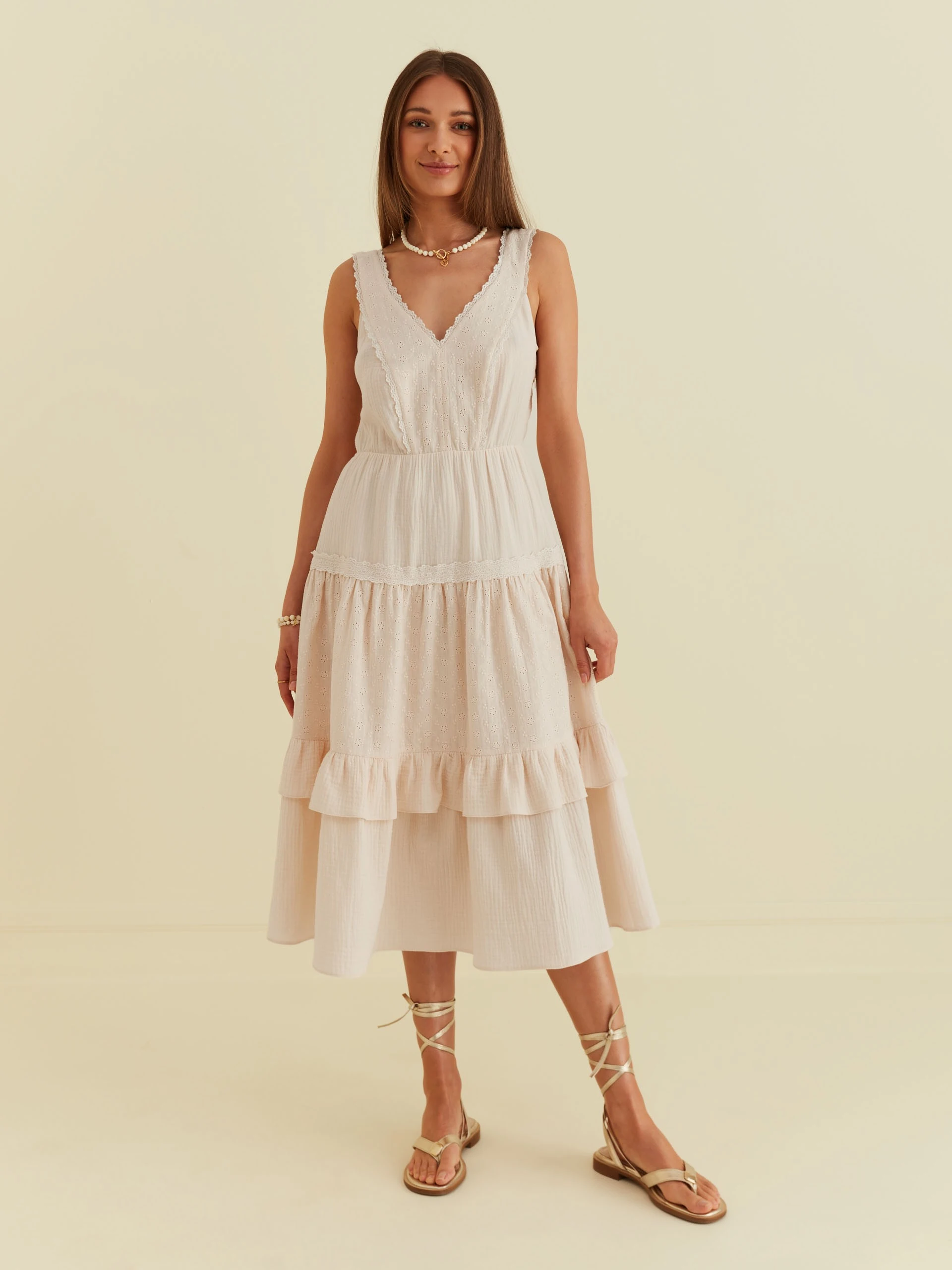 MIDI DRESS WITH LACE DETAILS