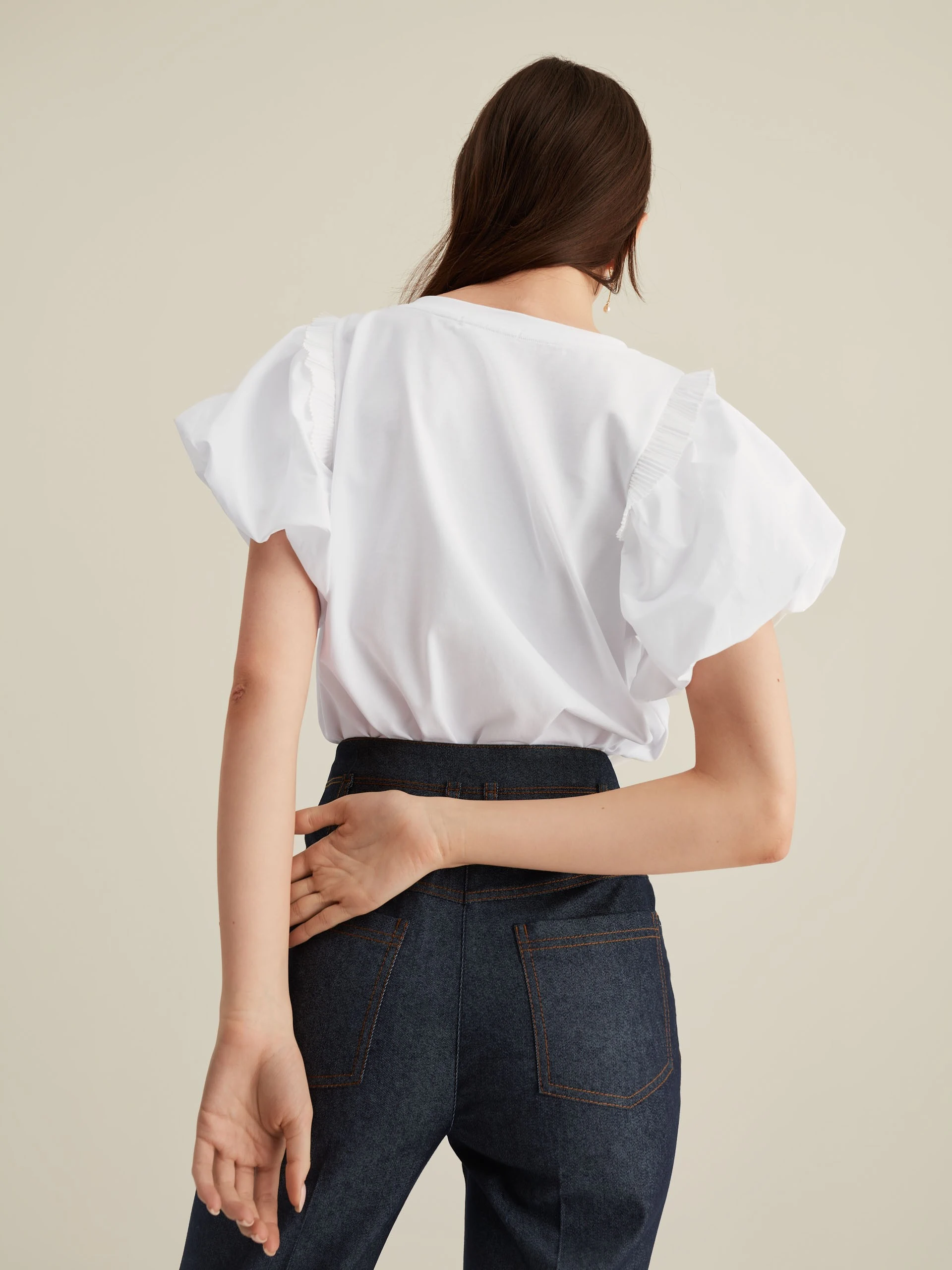 HIGH-WAISTED DENIM PANTS