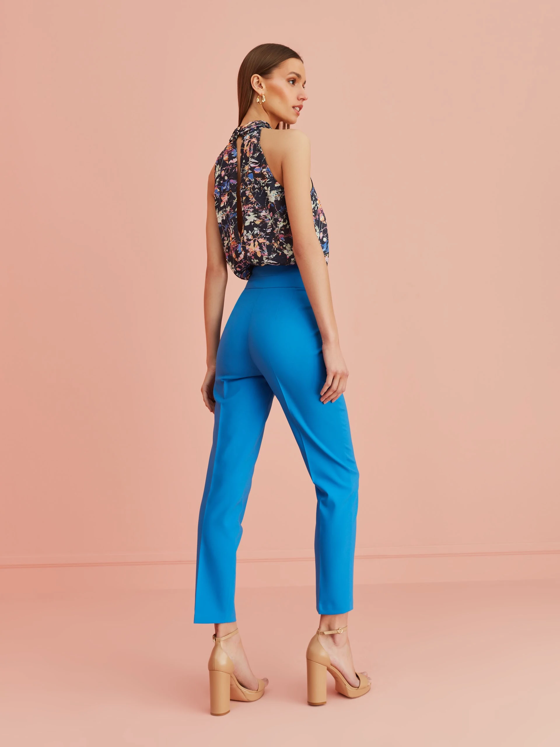 BLUE HIGH-WAISTED PANTS