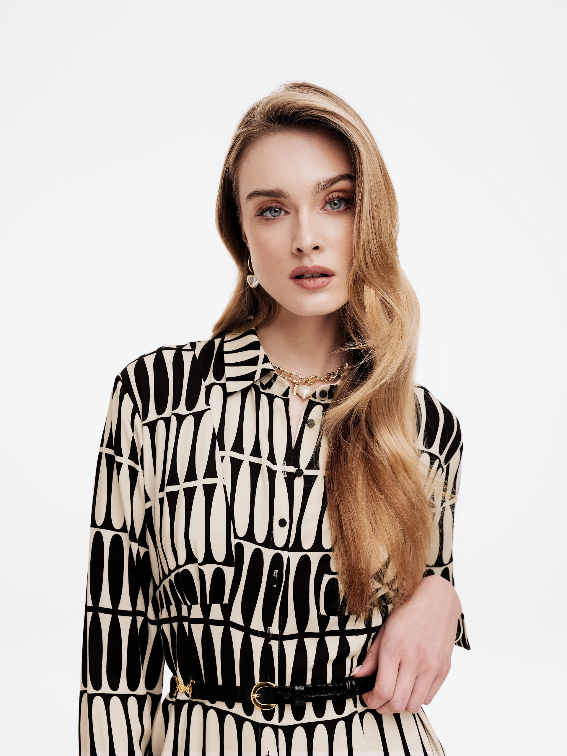 Black and white patterned emery dress
