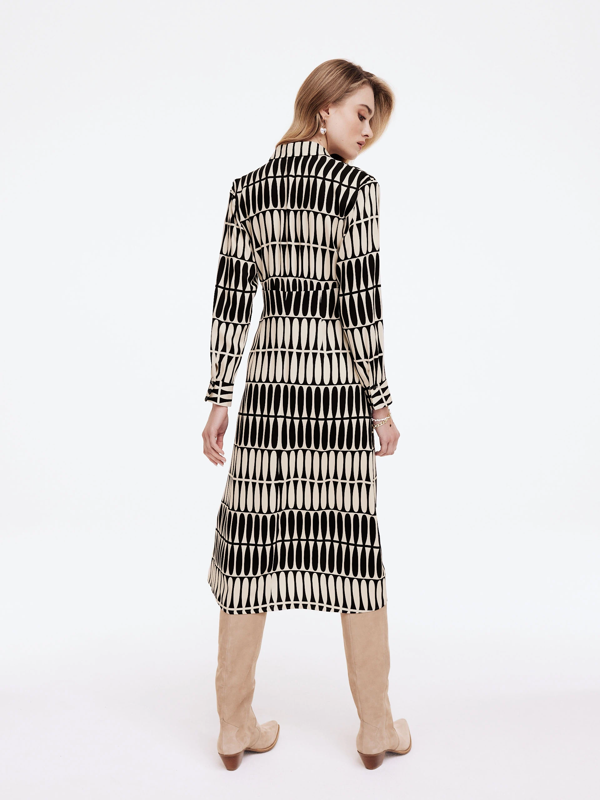Black and white patterned emery dress