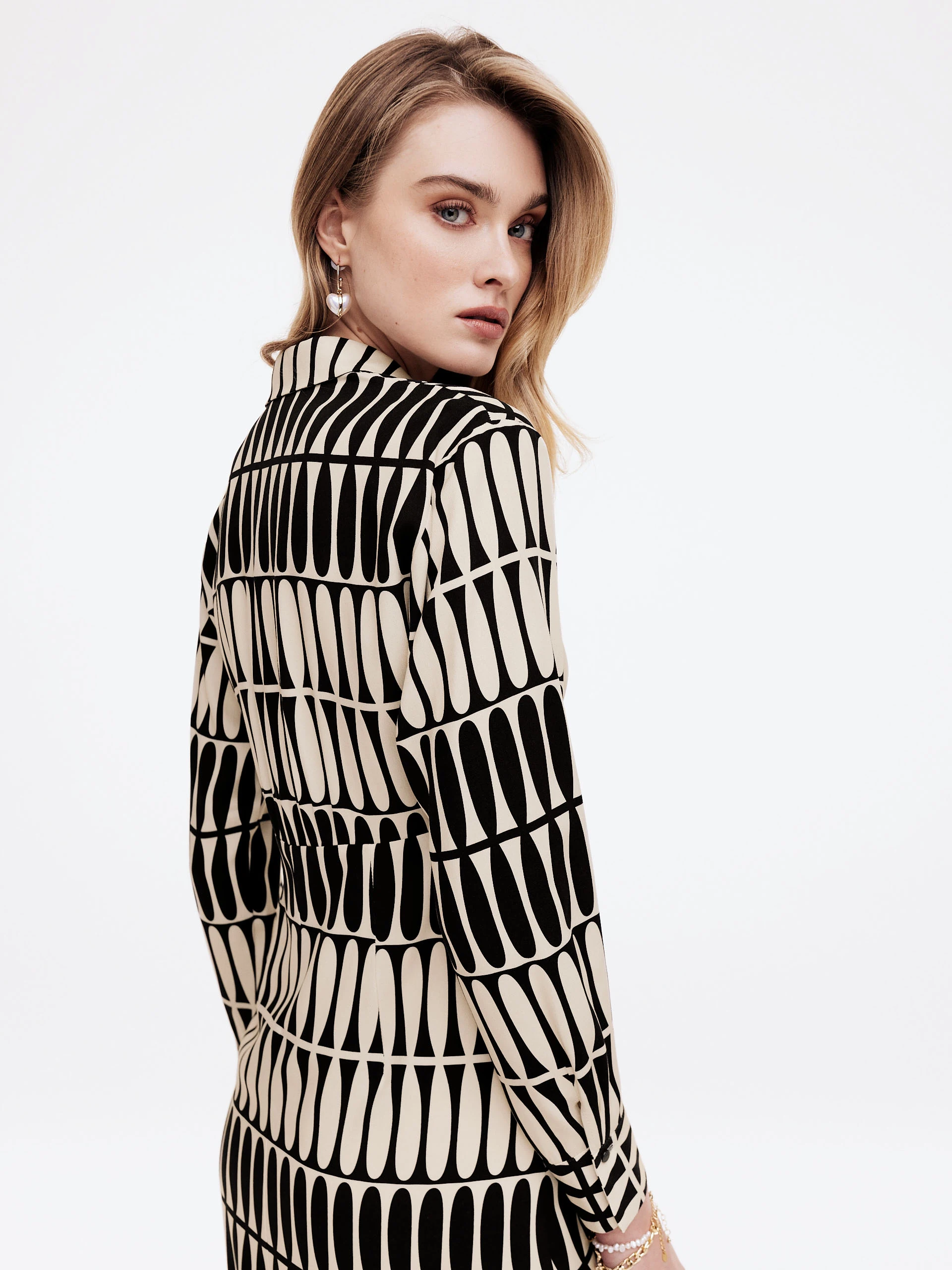 Black and white patterned emery dress
