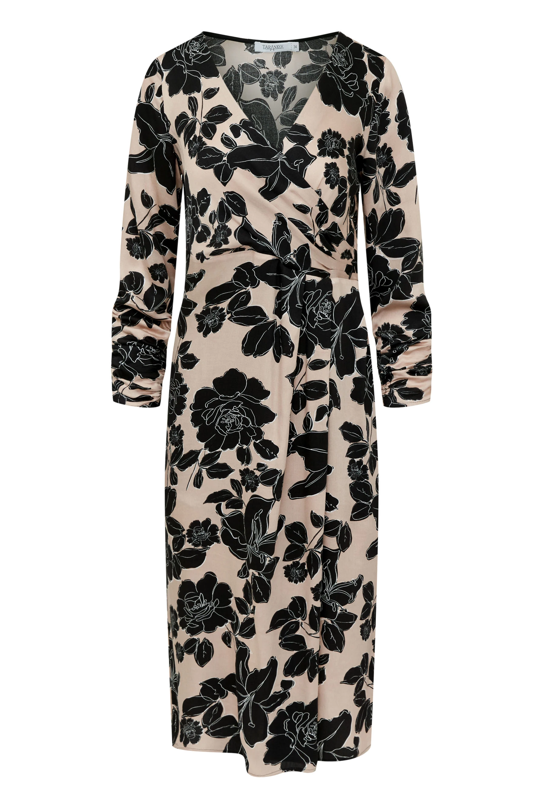 Dress with envelope neckline in flowers
