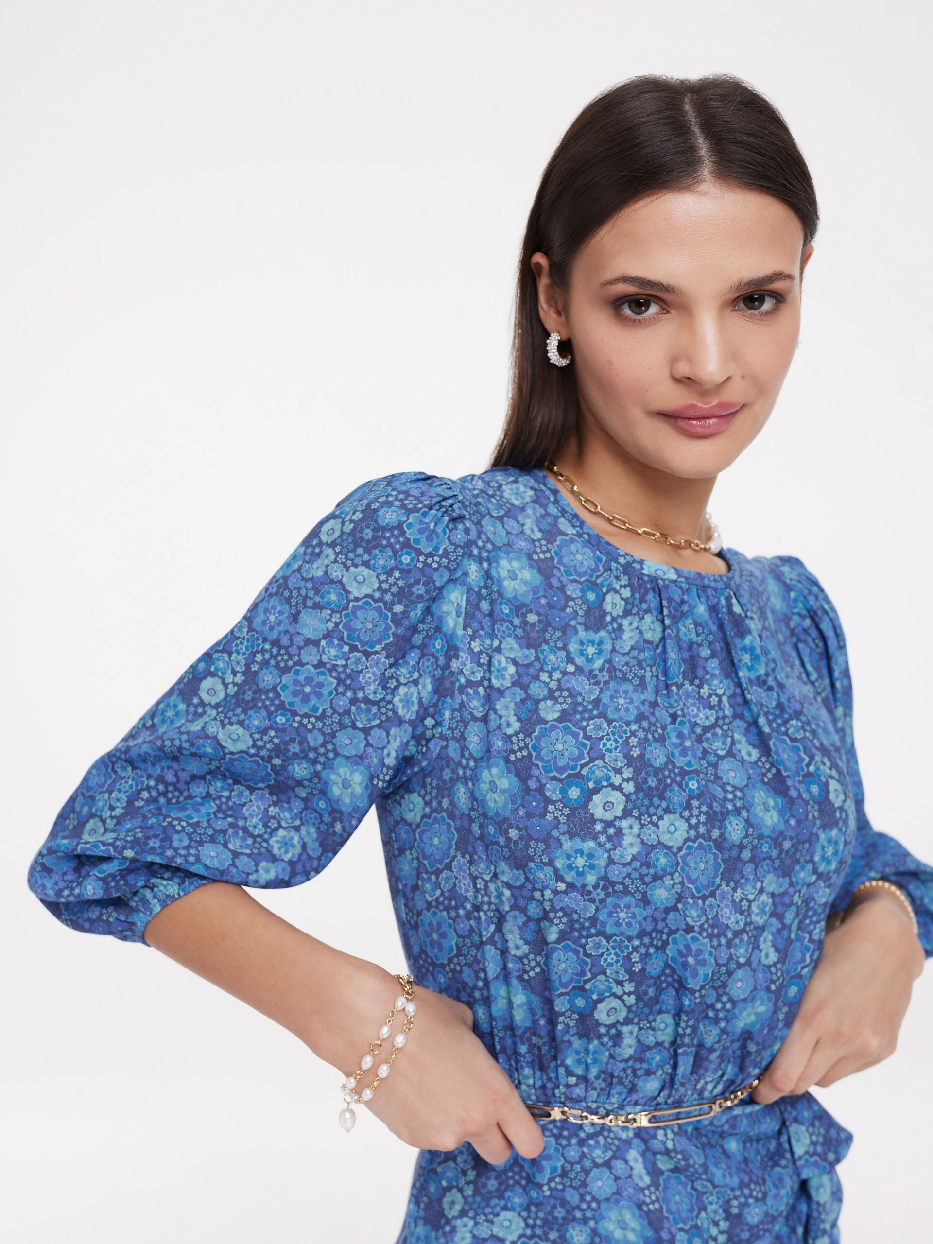 Blue floral pattern dress