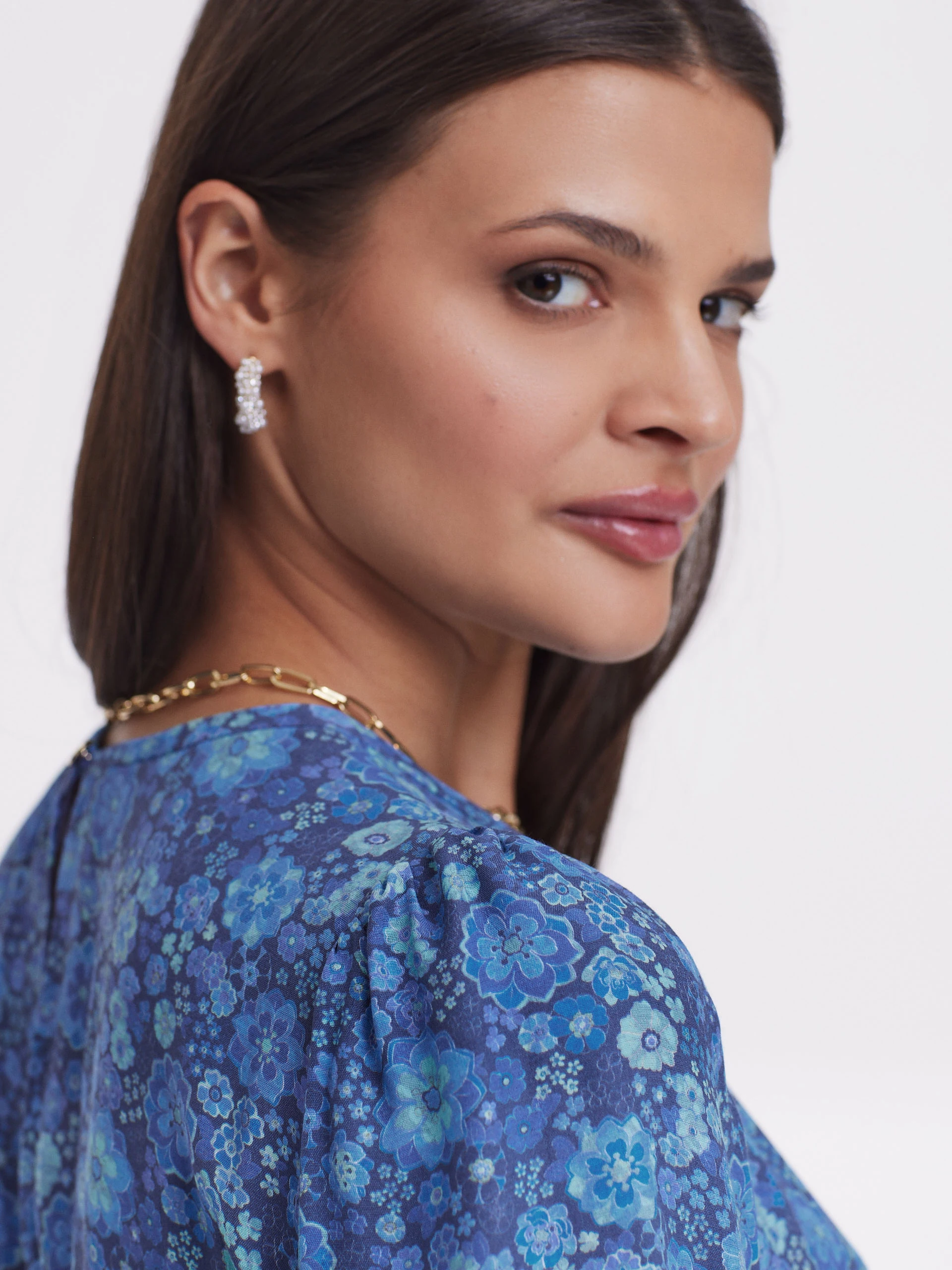 Blue floral pattern dress