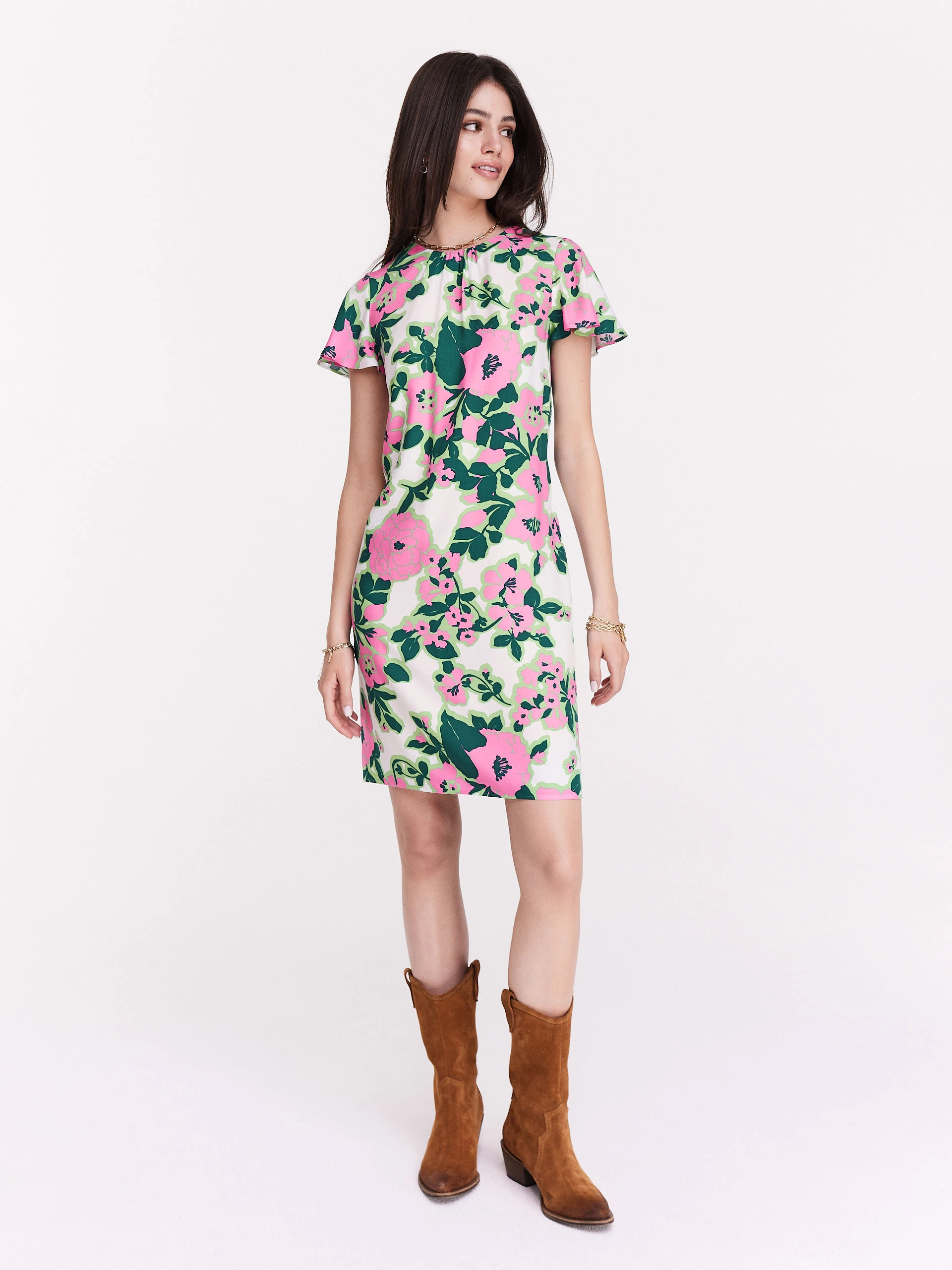Short bright floral dress