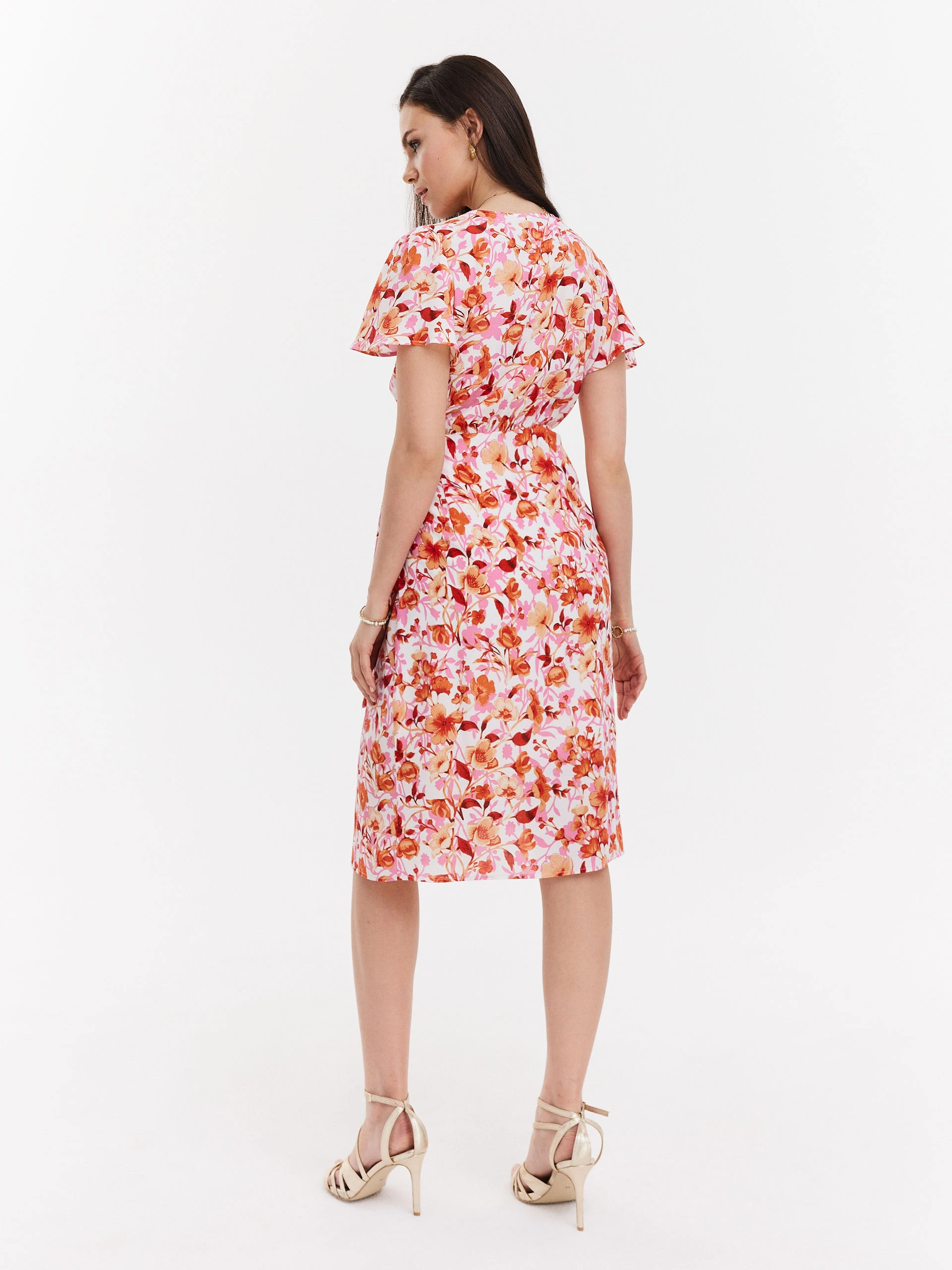 Flower dress with envelope neckline