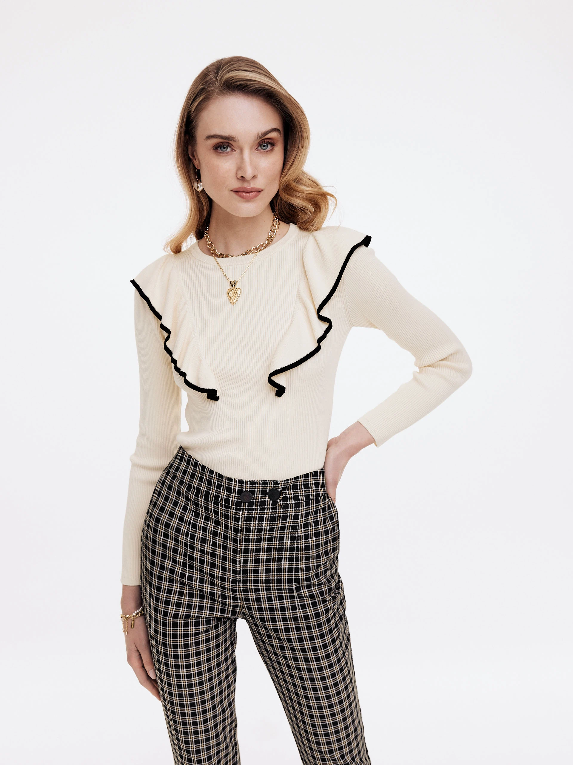 Checkered cigarette pants