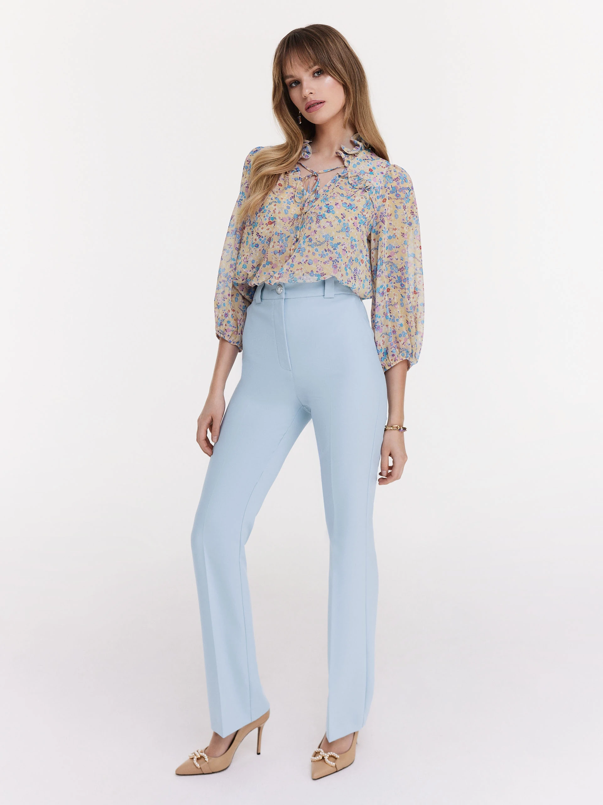 Blue high-waisted pants