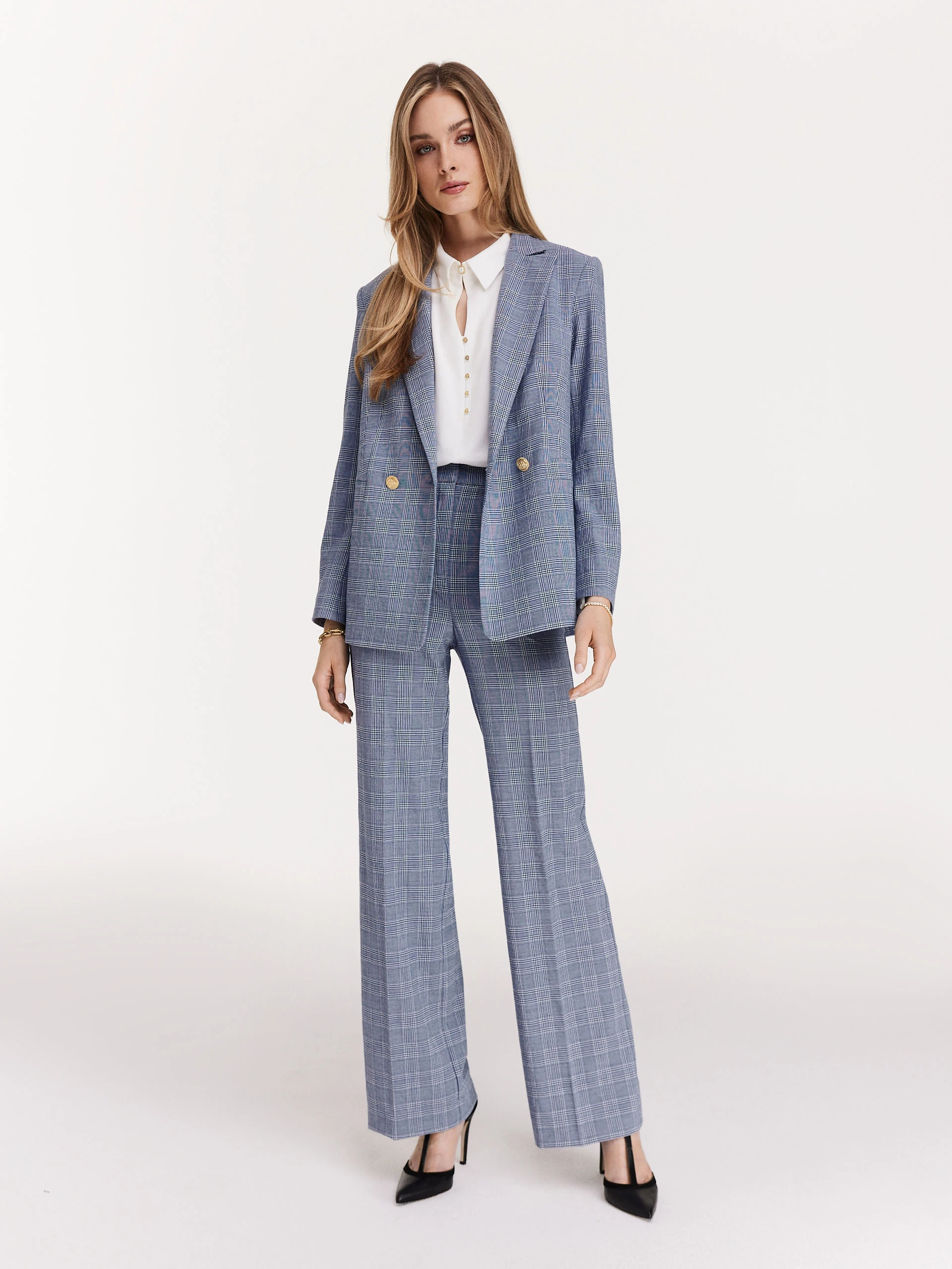 High-waisted plaid pants