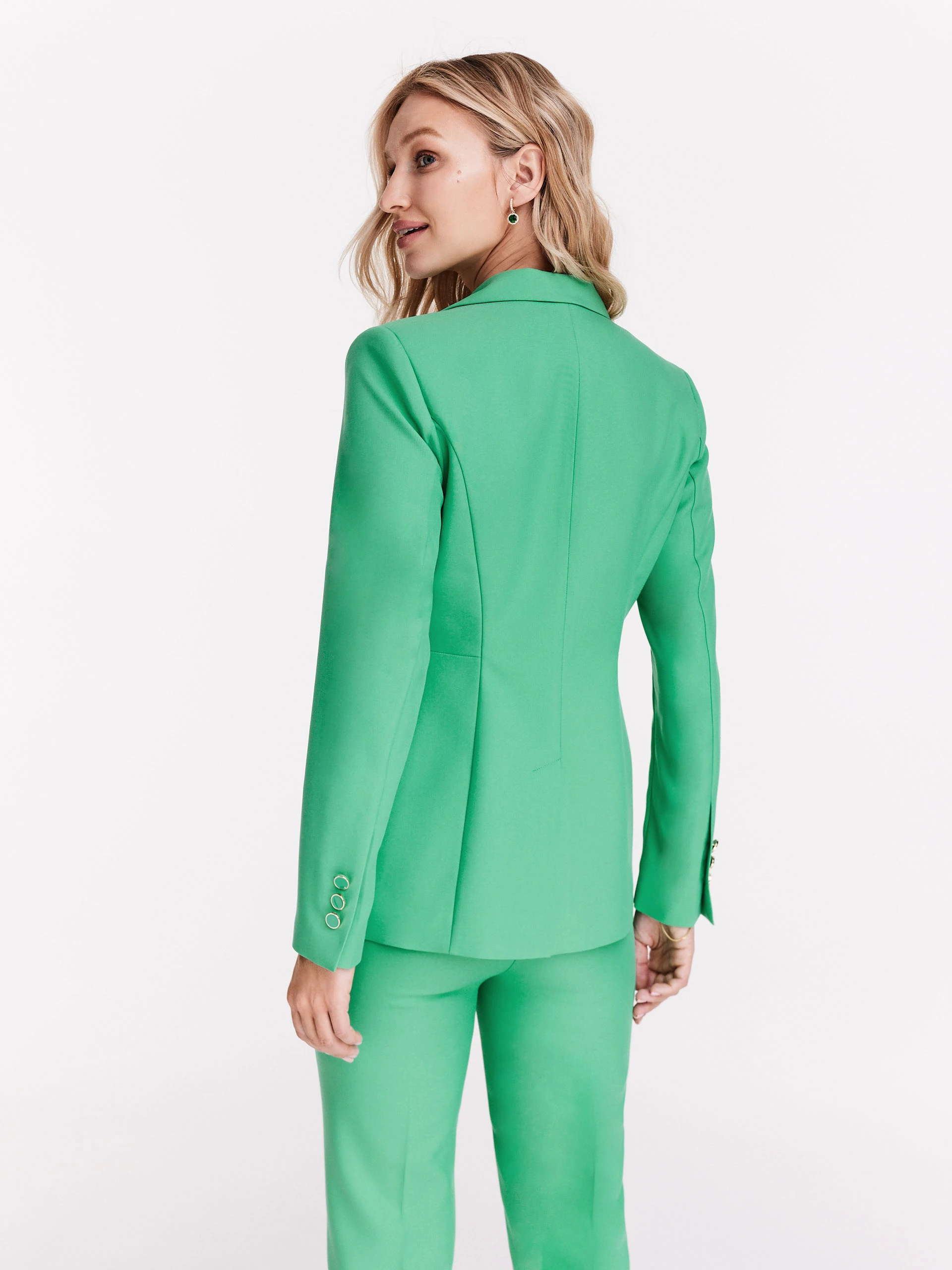 Green jacket with a classic cut