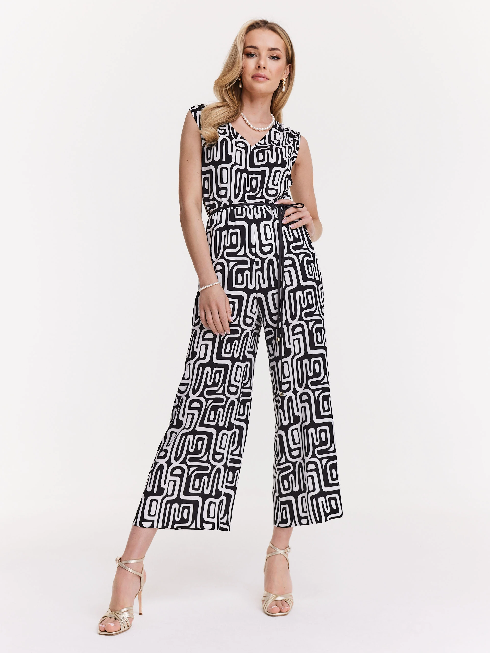 Black and white patterned jumpsuit