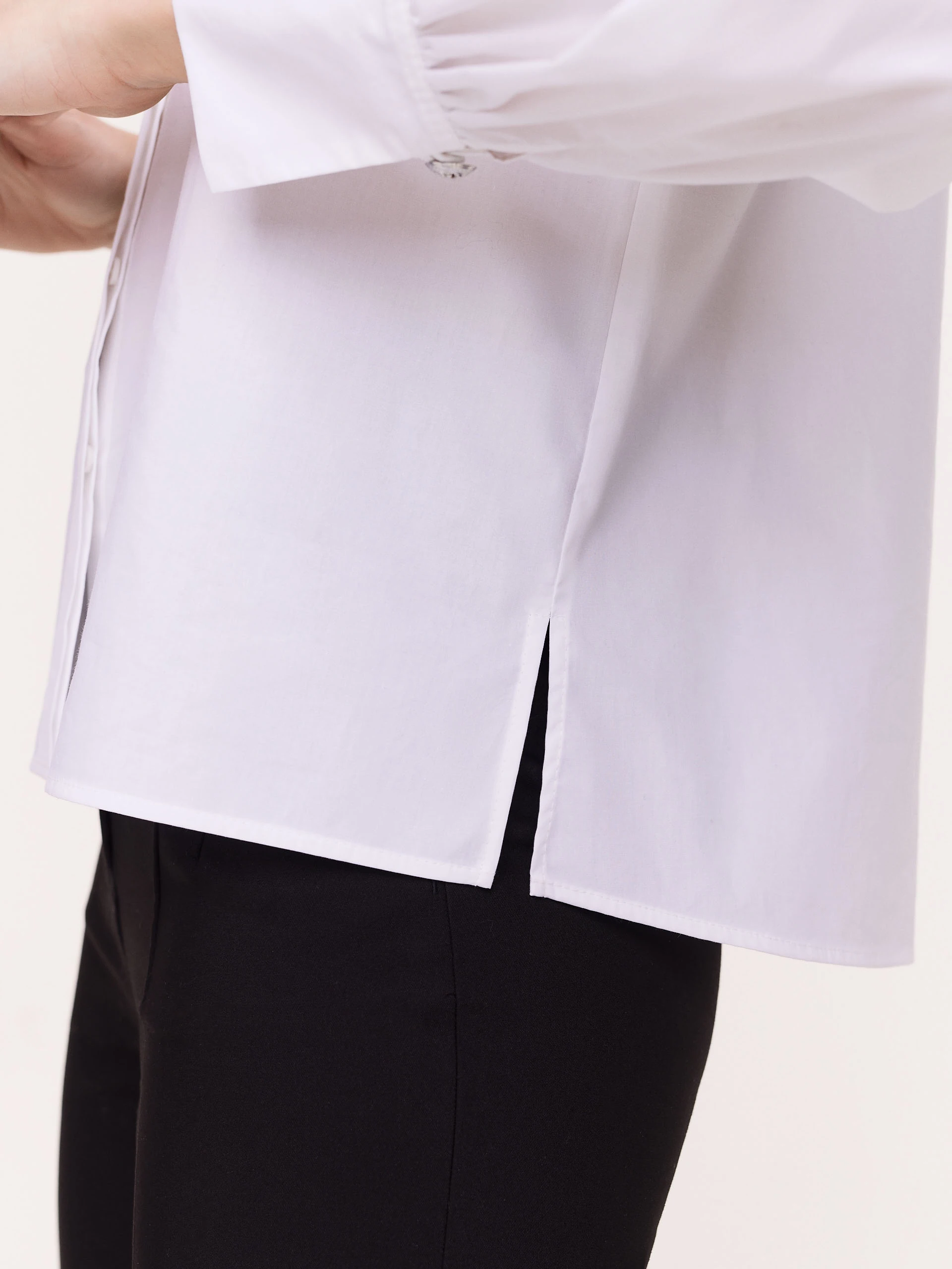 Elegant white shirt with buff sleeves