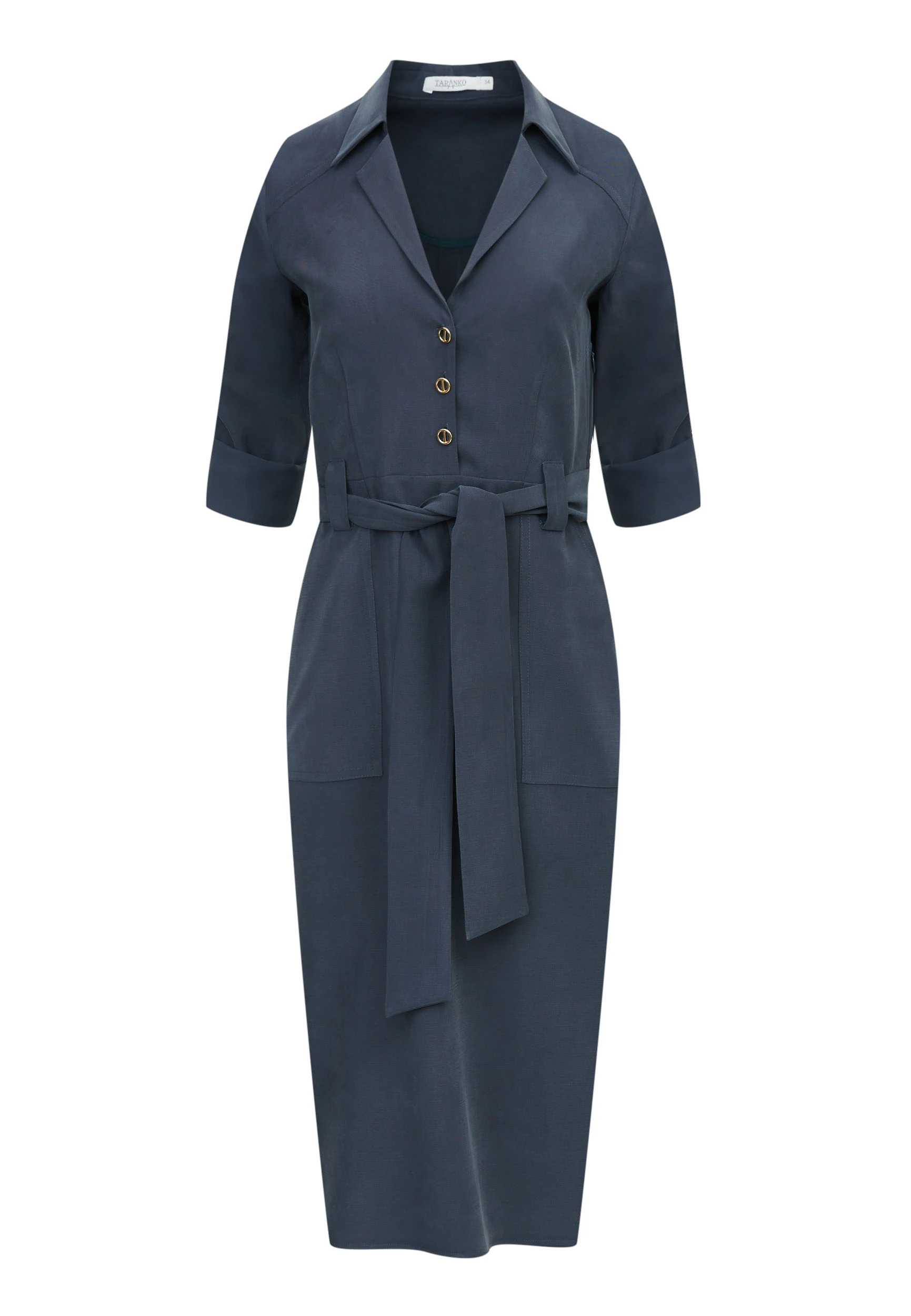 Navy blue midi shimmer with decorative buttons