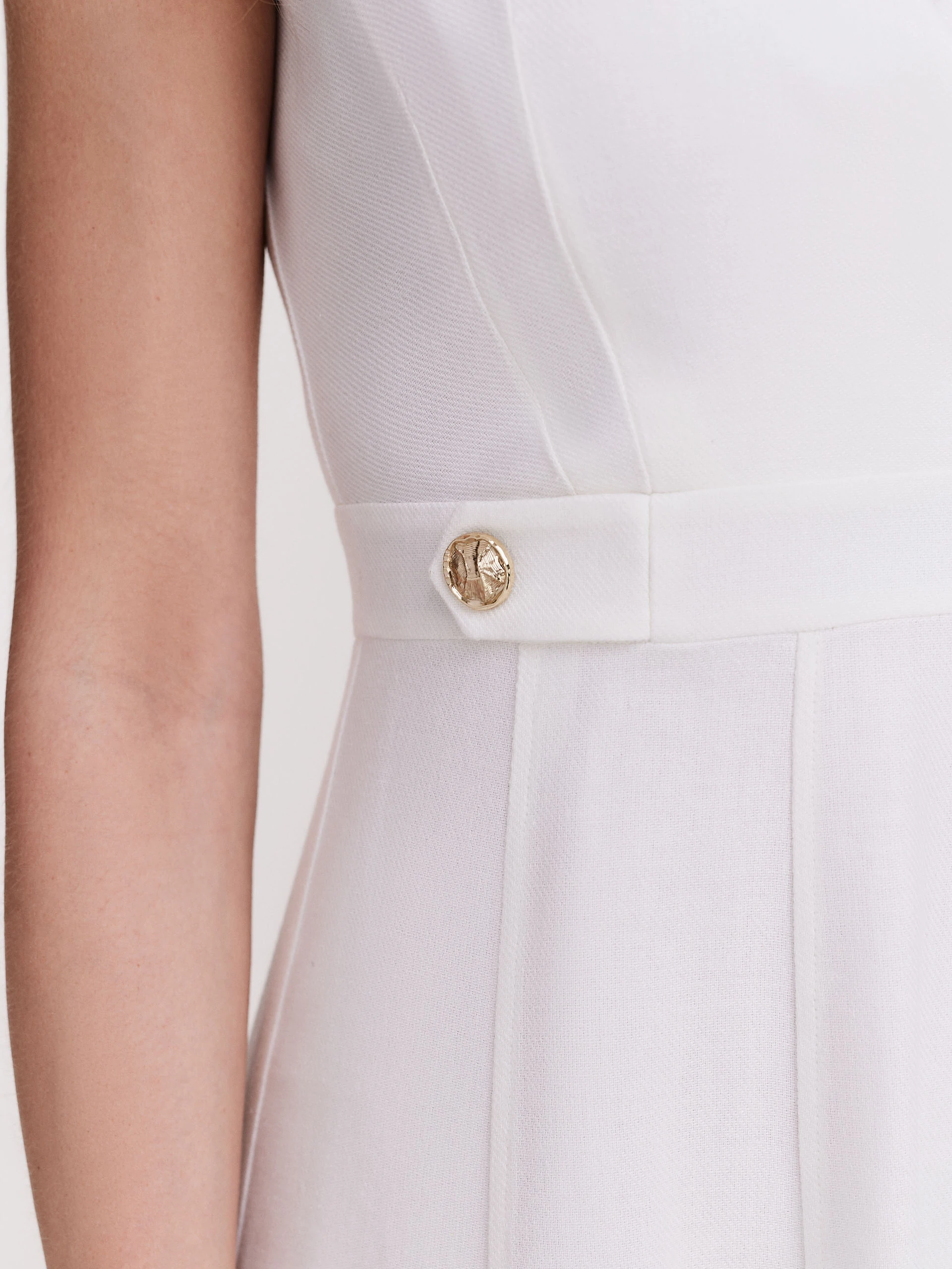White dress with V neckline