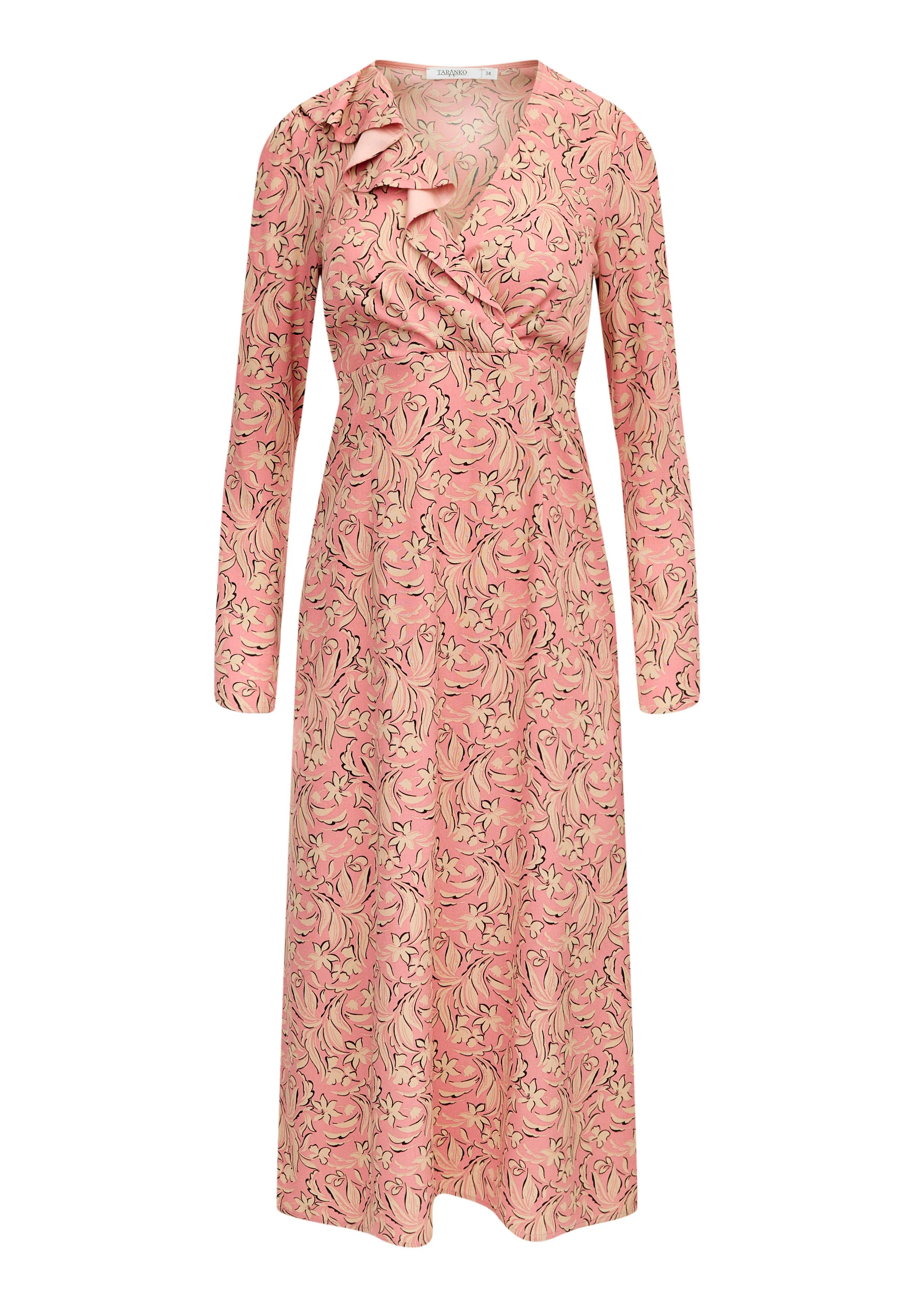 Pink floral pattern midi dress
