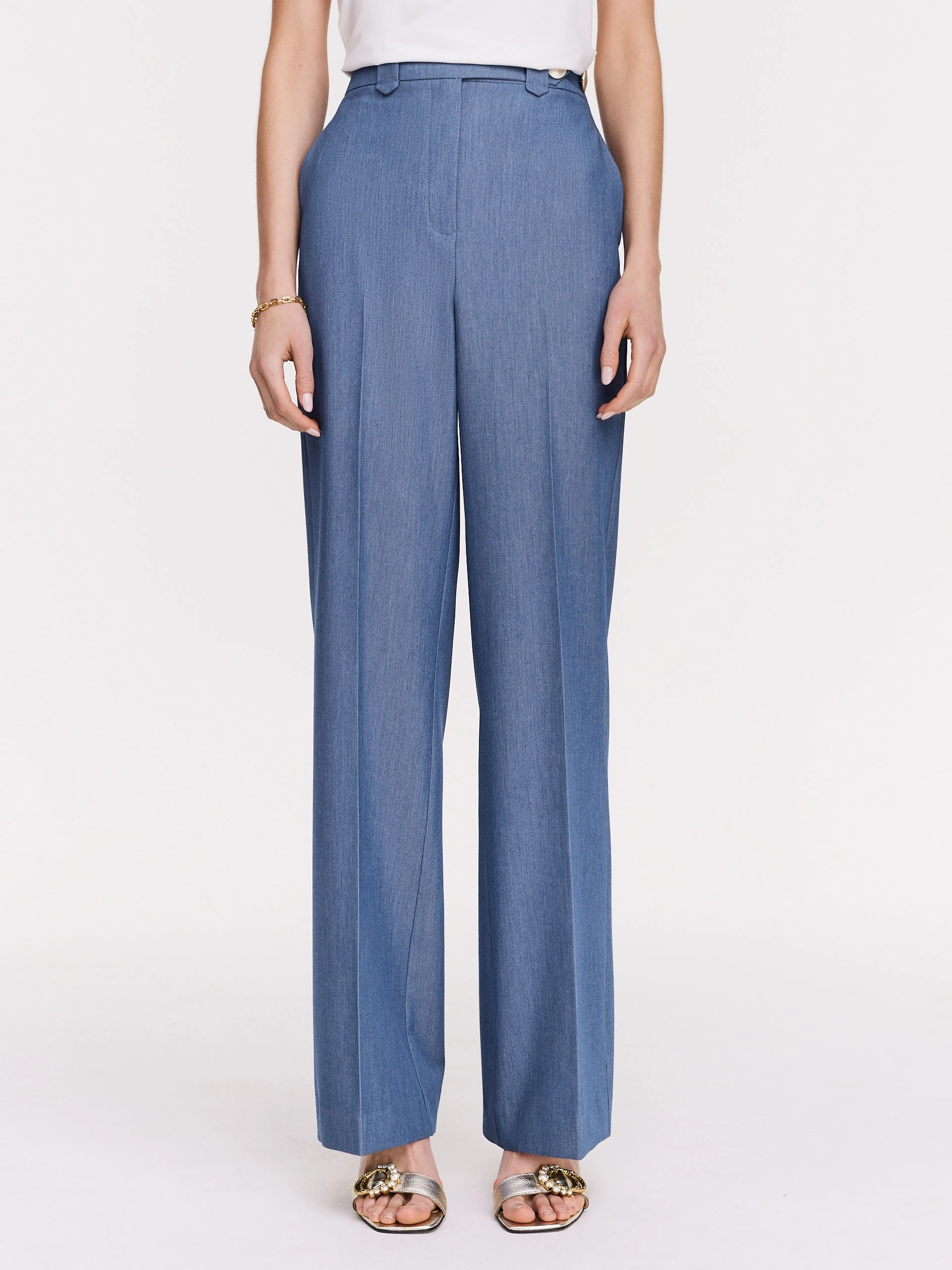 Blue high-waisted cigarette pants