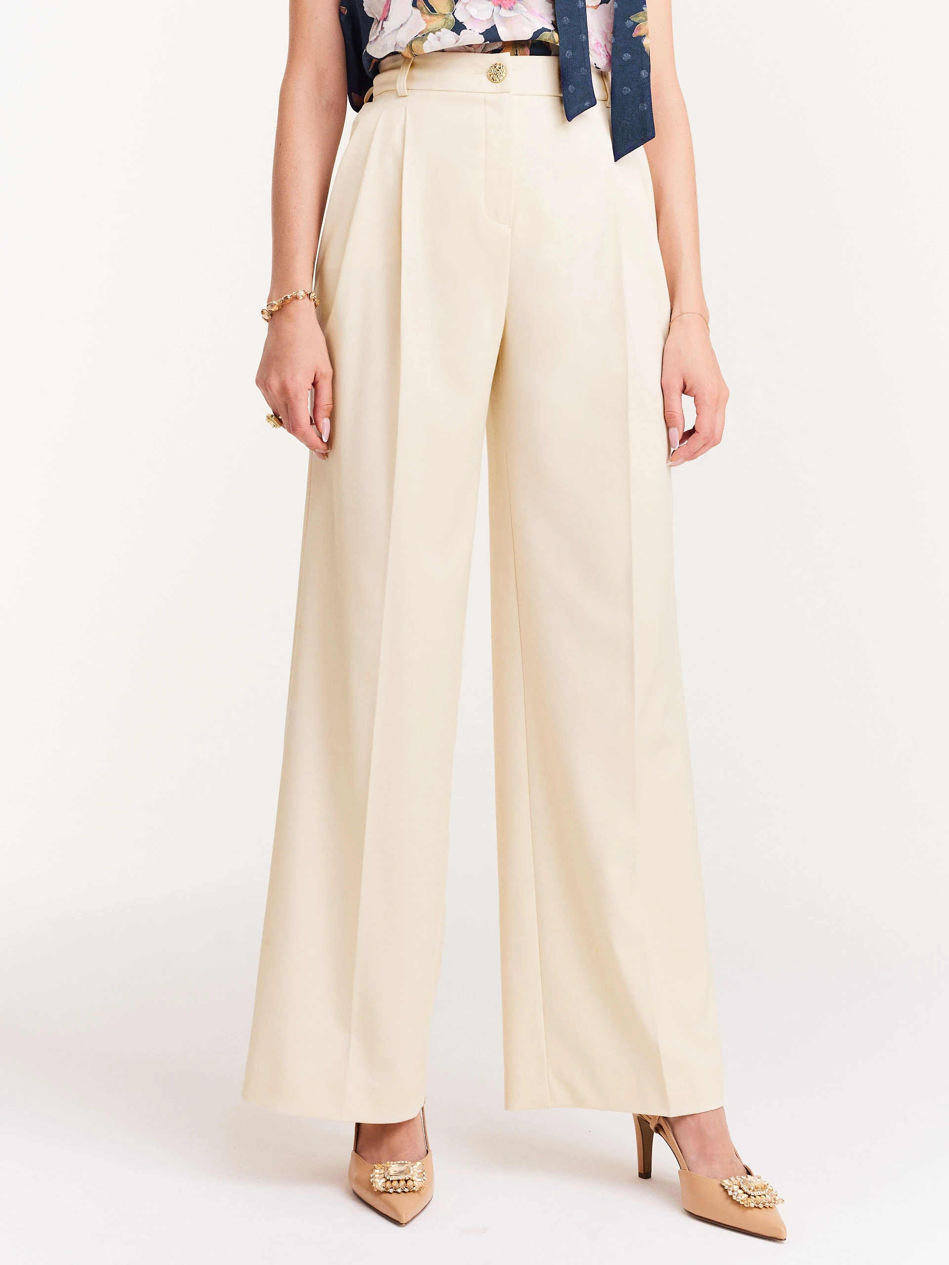 Flared high-waisted suit pants
