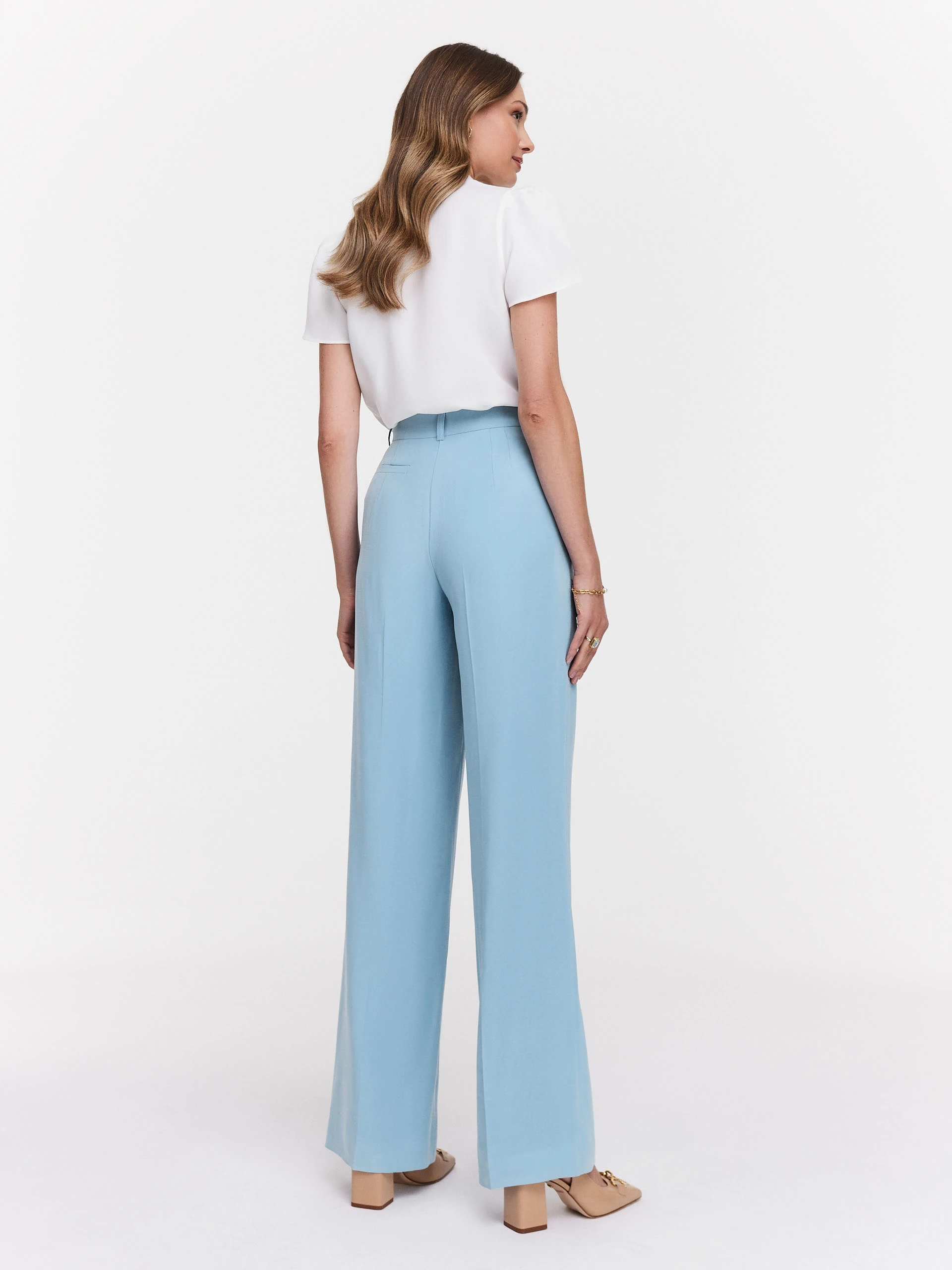 Long blue viscose pants