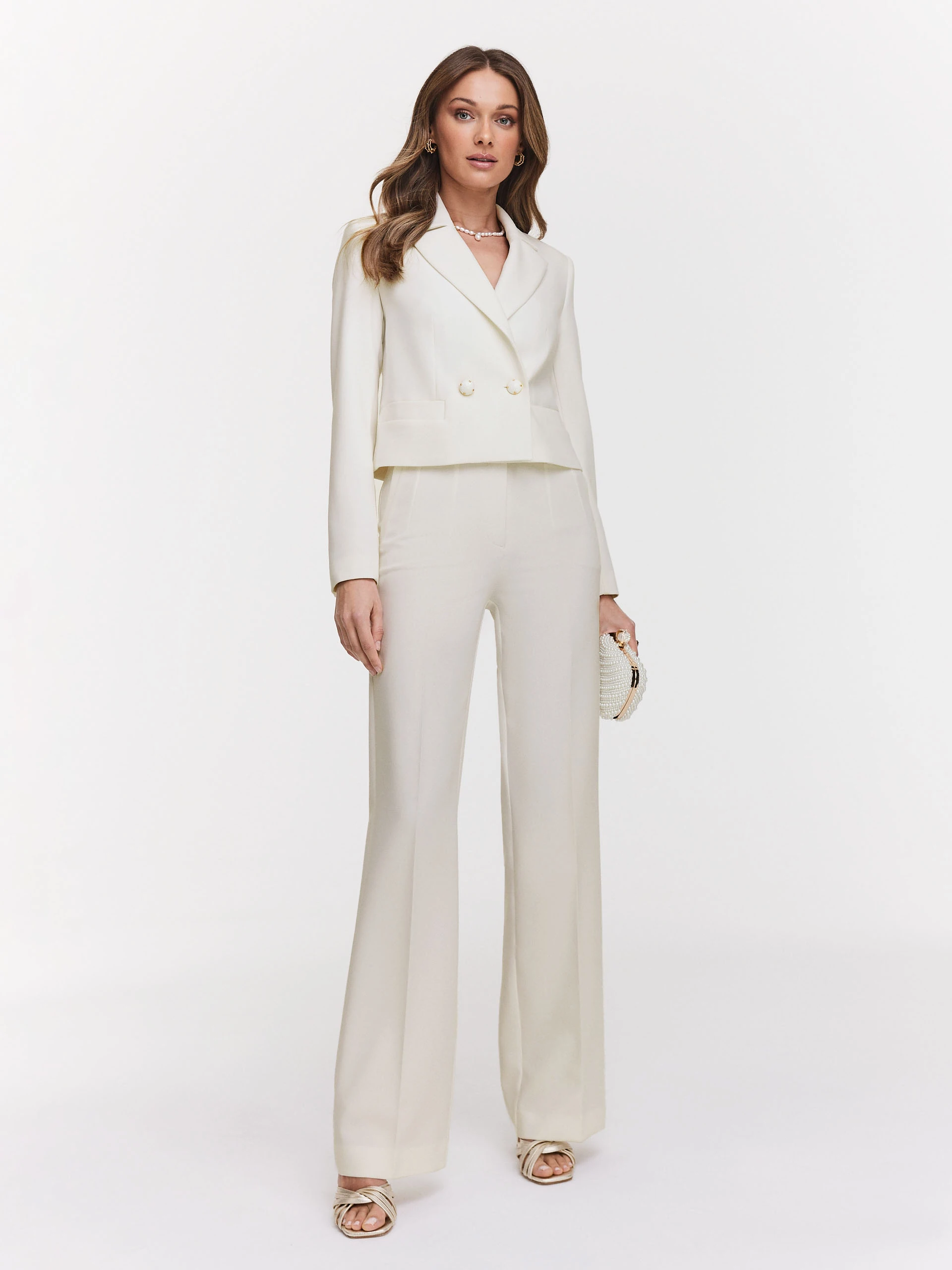 Cream pants with wide legs