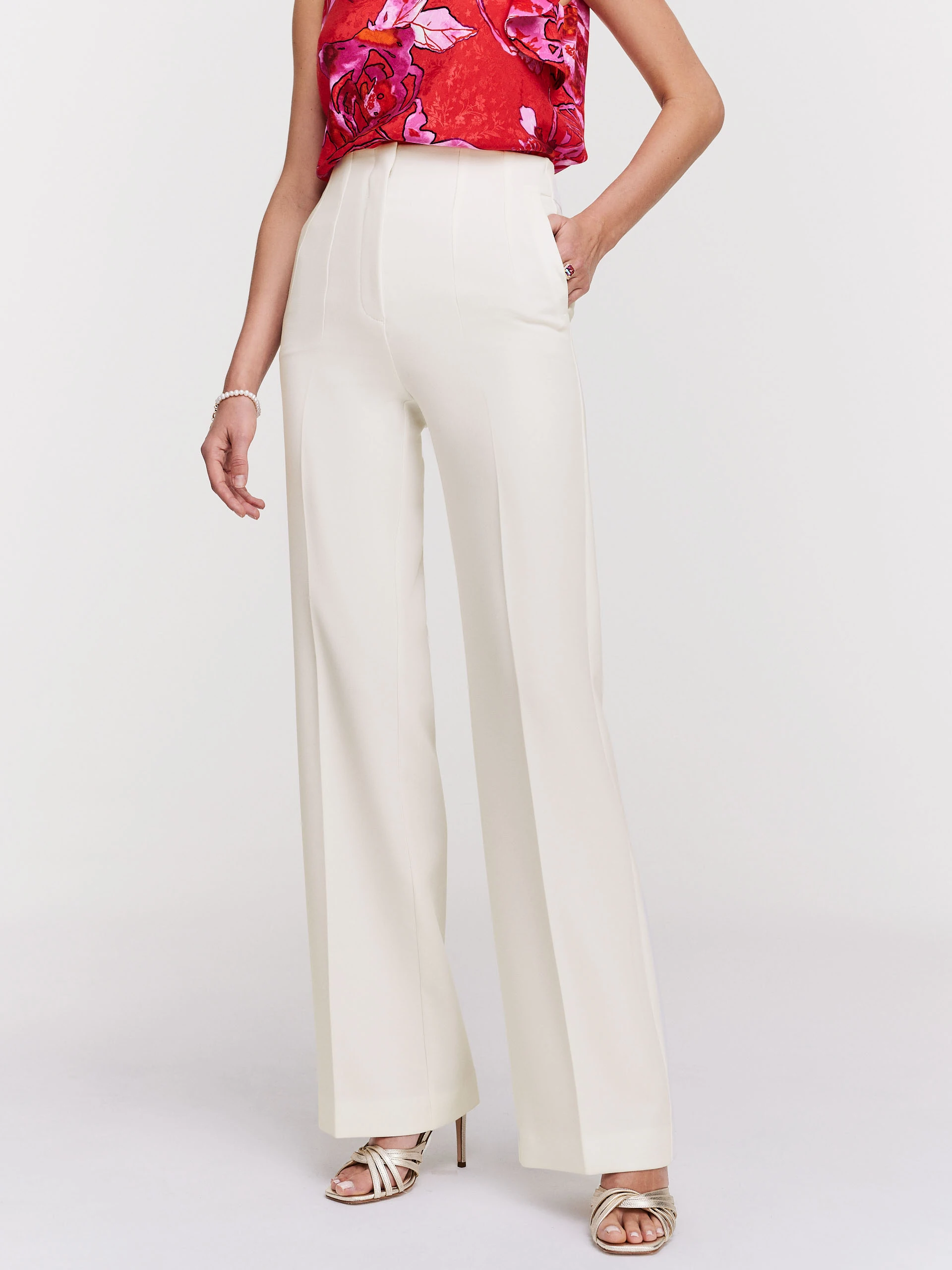 Cream pants with wide legs