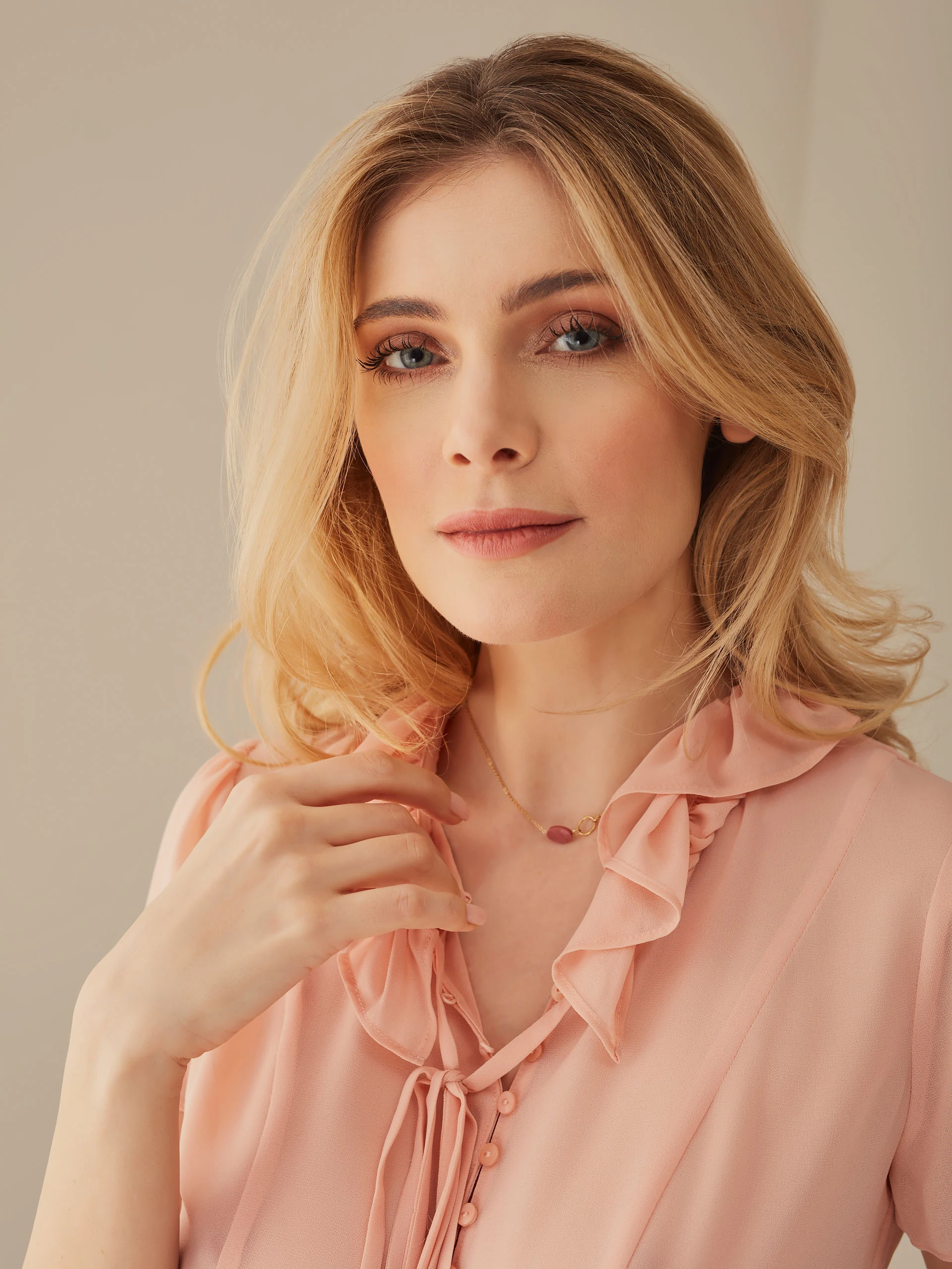 BLOUSE WITH TIES AT THE NECKLINE