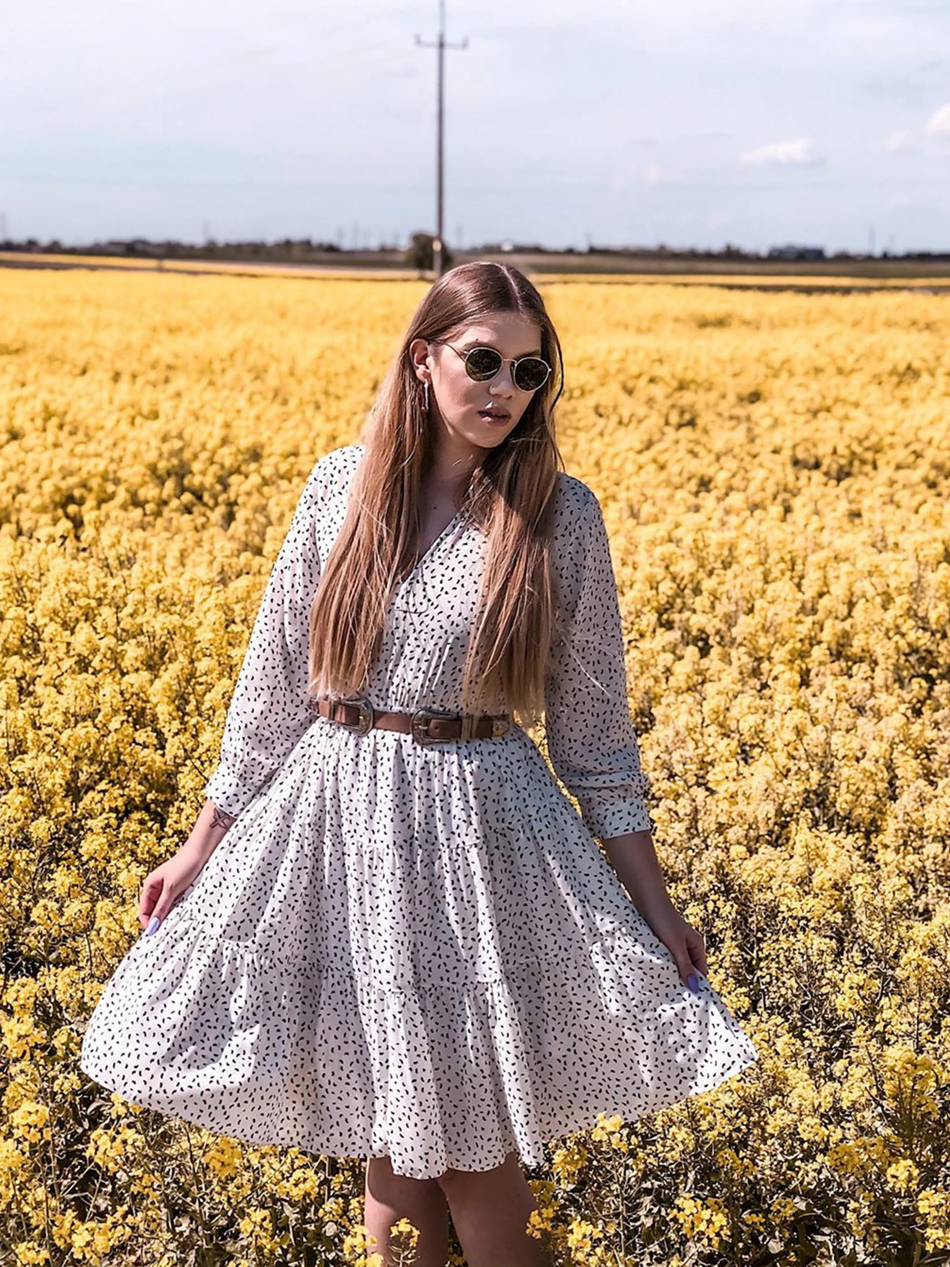 FLARED DRESS WITH BELT